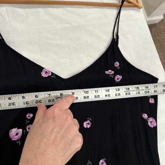 Equipment‎ Femme Womens Slip Dress L Black Floral Print Maxi High Low Elegant - Picture 9 of 12